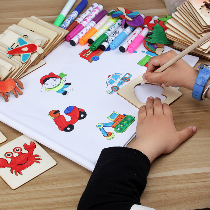 儿童画画套装 水彩笔描画画模板工具套装幼儿绘画模板儿童礼物