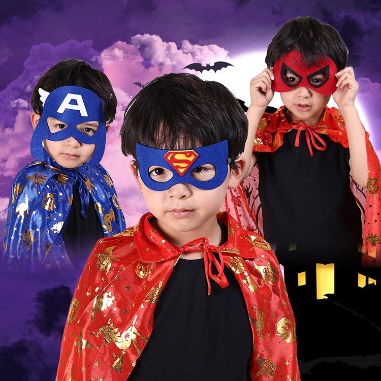 幼儿园万圣节化妆舞会面具儿童装扮卡通超人蜘蛛侠海盗眼镜男眼罩