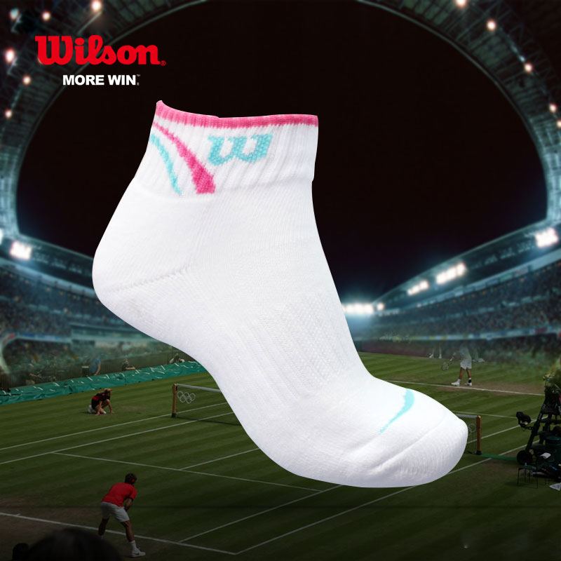威尔胜男女士优质纯棉Wilson运动袜 毛巾质地吸汗防臭网球袜子