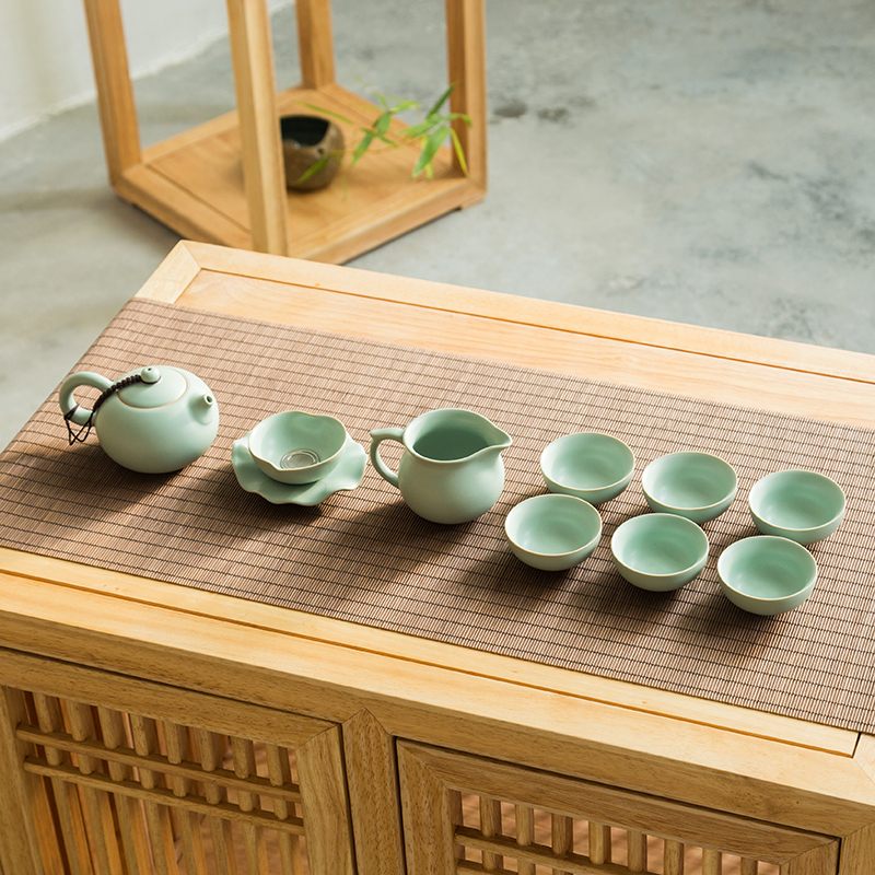 汝窑茶具套装 陶瓷冰裂釉整套功夫茶具开片可养 特价家用盖碗茶壶