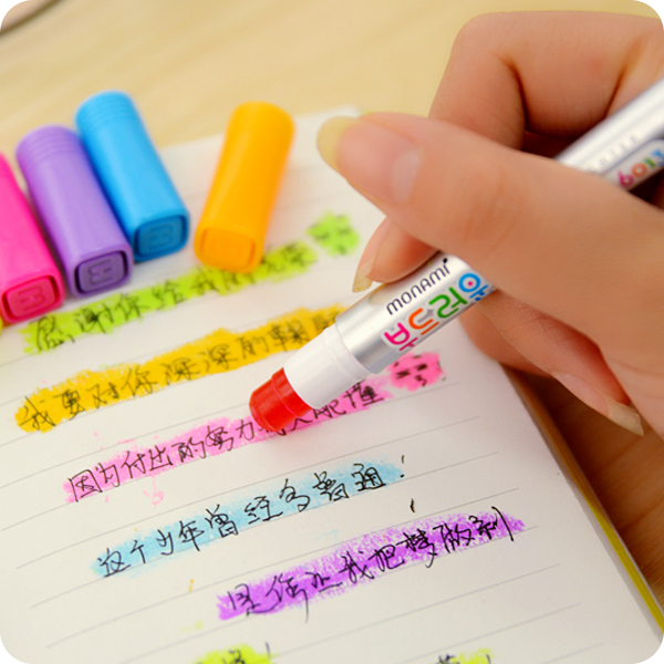 3支装包邮 韩国monami慕娜美6013 创意可爱固体彩色荧光笔 果冻笔