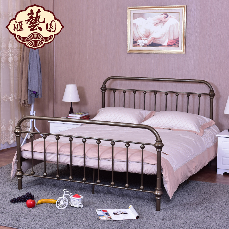 欧式铁艺床双人床1.8米 美式铁床单人床1.2米宜家宿舍铁架床1.5米