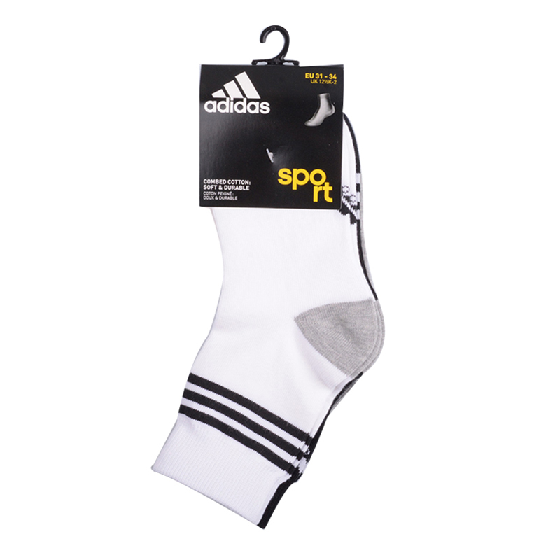Adidas阿迪达斯2017春季新小童中筒袜子黑白灰三双装运动袜BP7858