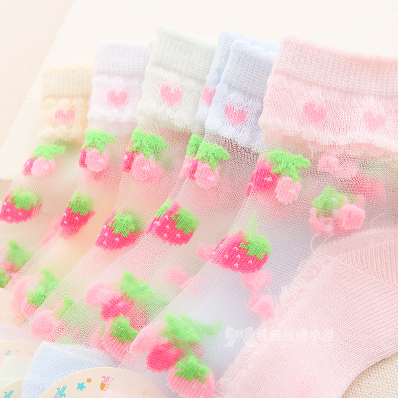 女童装新款袜子 夏季儿童薄棉丝质透明袜子 宝宝水晶袜短袜