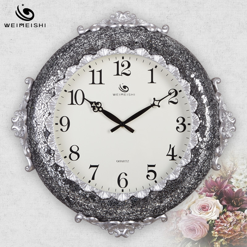 时尚创意艺术客厅挂钟 欧式装饰树脂豪华马赛克静音weimeishi钟表