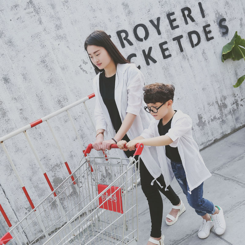 2017促销韩版夏装外套夏季母子装薄款新款均码儿童纯色男亲子装