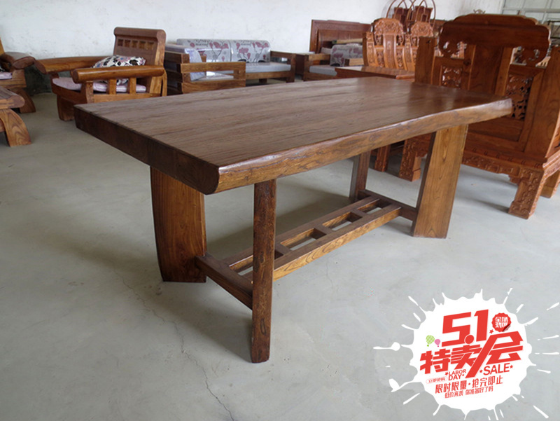 人气榆越老榆木家具山东省框架结构田园艺术风格整装茶桌餐桌