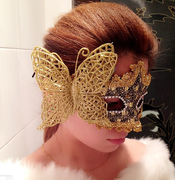 万圣节化妆舞会公主面具 威尼斯贴布彩绘派对眼罩 男女带花蝴蝶款