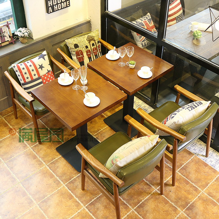 北欧 咖啡厅桌椅 西餐厅茶餐厅实木桌椅 奶茶店桌椅 复古美式乡村