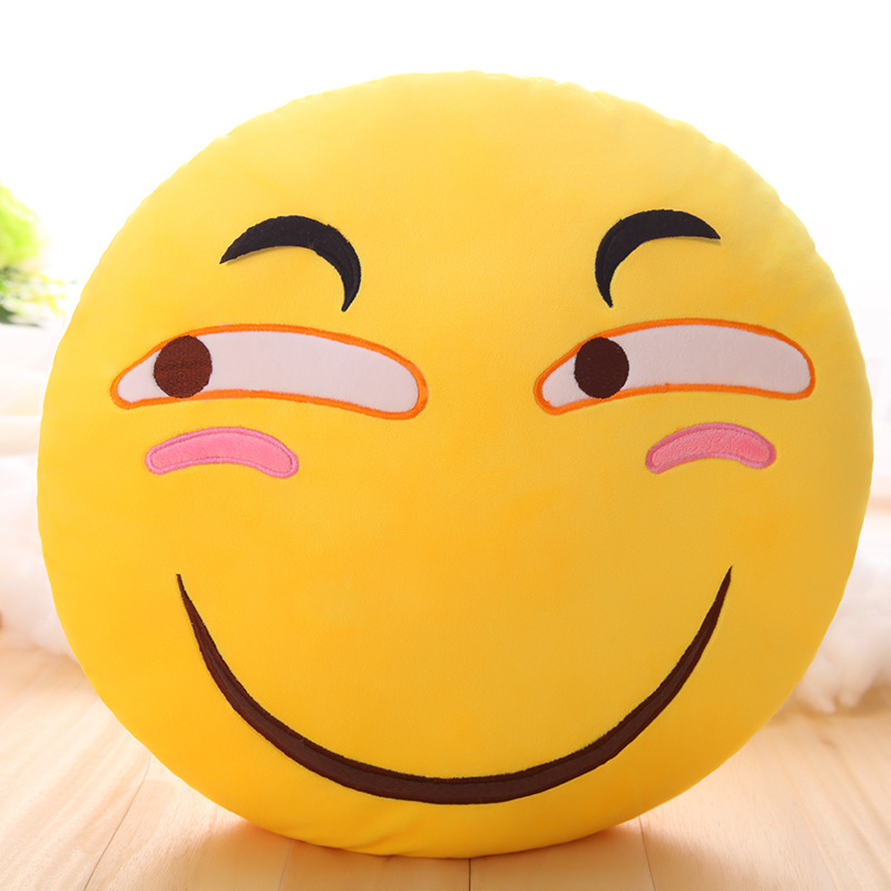 滑稽QQ表情害怕微笑抱枕创意坐垫卡通毛绒玩具Emoji公仔靠垫包邮
