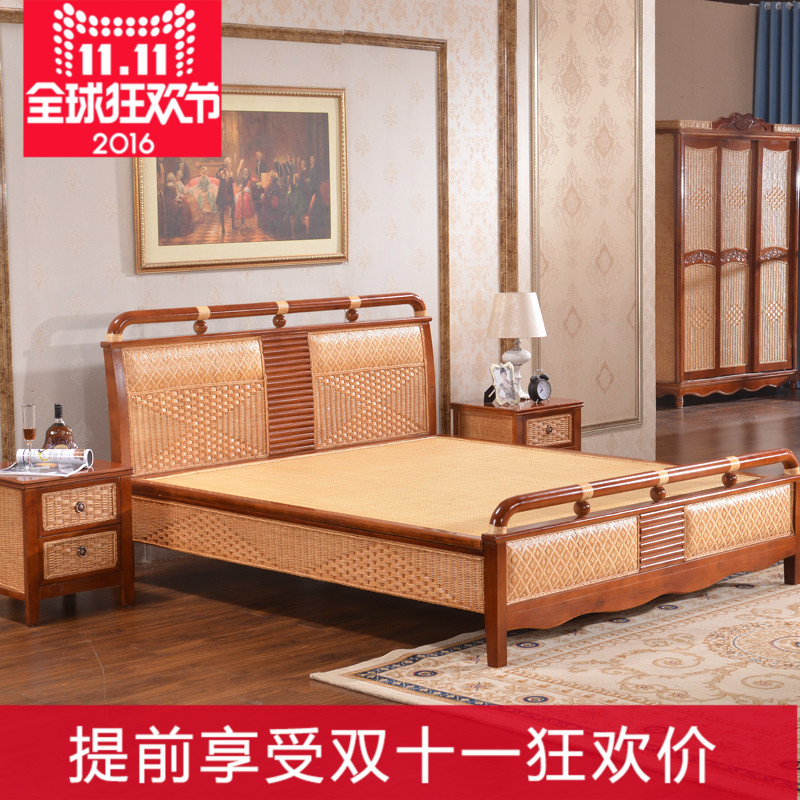 藤妃 双人卧室家用藤木艺术床1.8m定制1.5m新款成人特价创意藤床
