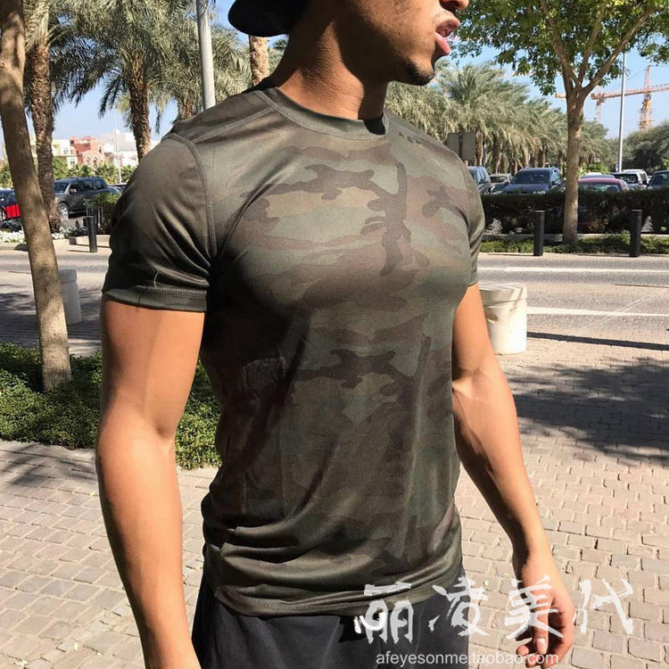 AF美国代购正品Abercrombie Fitch运动健身圆领紧身弹力速干T恤男