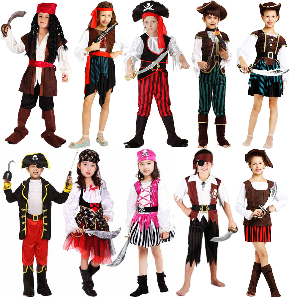 儿童海盗演出服装 加勒比海盗道具儿童 海盗帽头巾帽演出衣服套装