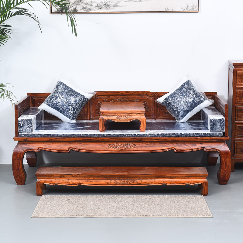 古典现代中式实木罗汉床明清沙发床榻榆木罗汉床仿古三件套家具