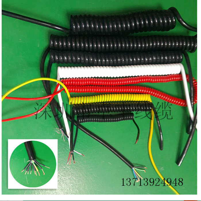 弹簧螺旋电缆 可伸缩电源线 弹弓线 屏蔽线 高温电线1芯2芯3芯4芯