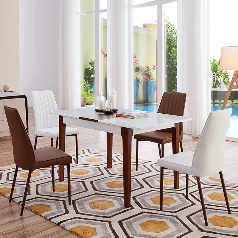 诗尼曼 餐桌椅组合6人简约现代长方形家用小户型多功能可伸缩餐桌