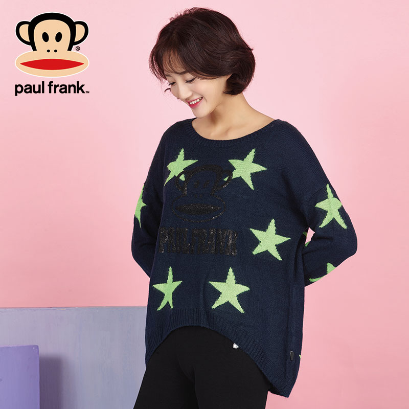 Paul frank/大嘴猴 秋季新品女装星星款套头针织衫 PFASW153811W