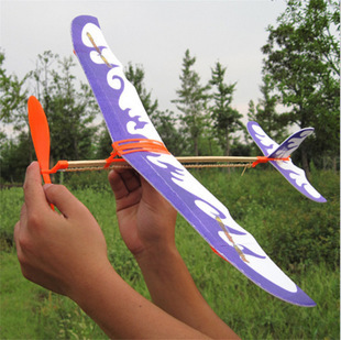 手工泡沫DIY橡皮筋动力飞机模型航模滑翔机玩具摆件耐摔科技制作