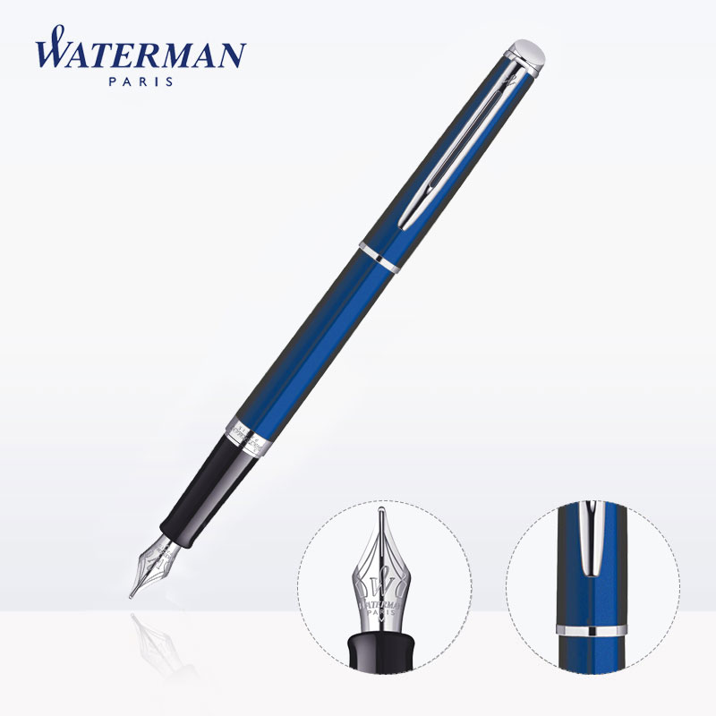 waterman威迪文钢笔 隽雅蓝色白夹墨水笔送礼办公书写礼品签字笔