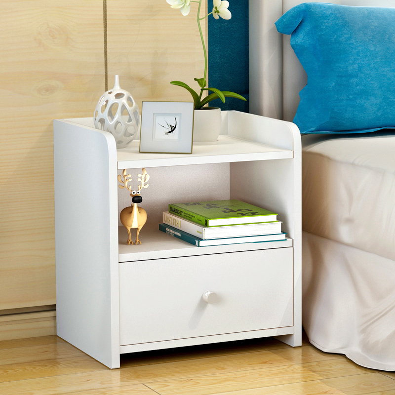 简约床头柜现代时尚迷你床头桌卧室简易储物柜白色实木组装文件柜