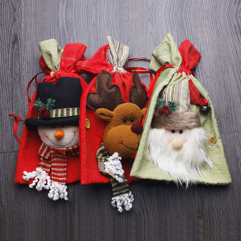美尚个性圣诞节糖果袋圣诞礼物袋老人雪人苹果包装袋儿童礼物袋子