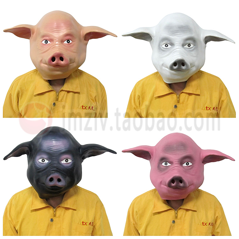 猪头面具头套包邮 化妆舞会猪八戒动物头套面具 cosplay宠物猪头