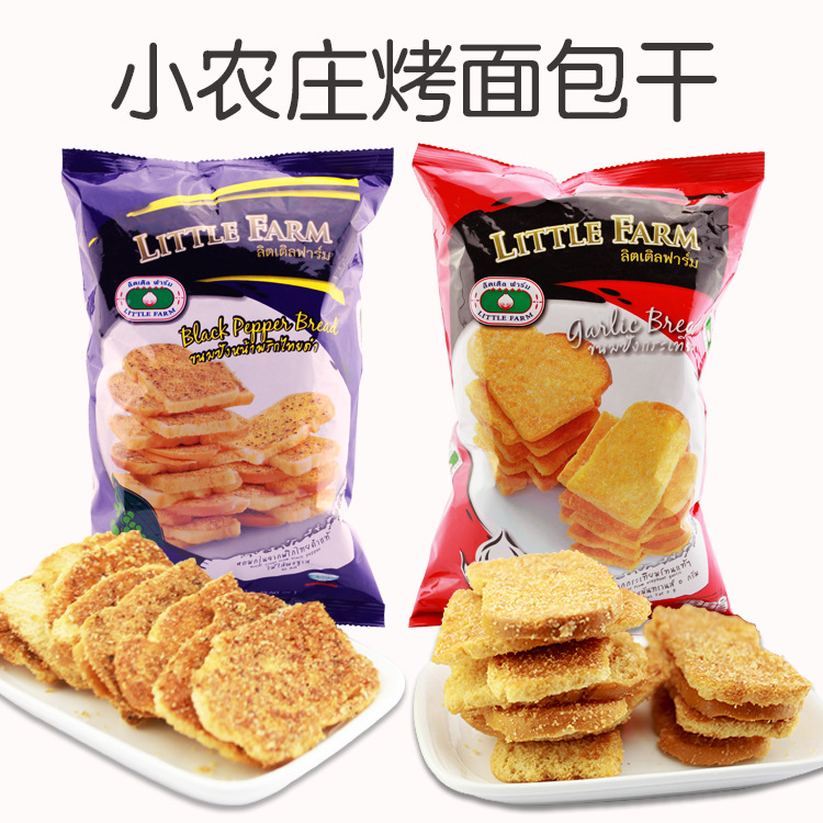 泰国小农庄蒜香黄油味面包干35g烤面包干 进口膨化零食直供批发