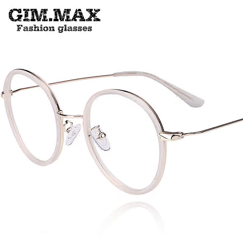 GIMMAX男女圆形可爱眼镜框韩版可配近视白色眼镜架平光镜