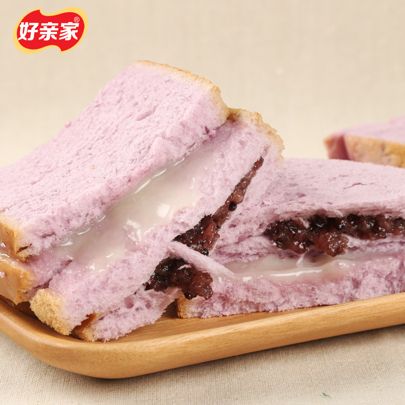 紫米面包黑米夹心奶酪切片三明治营养早餐食品整箱蛋糕港式蒸零食