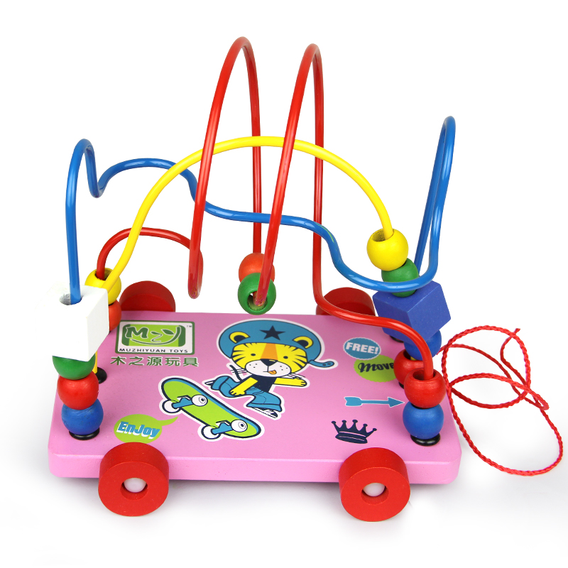 薇薇木玩 拖车迷宫 拖车绕珠 大绕珠车子 拉线小车子儿童益智玩具