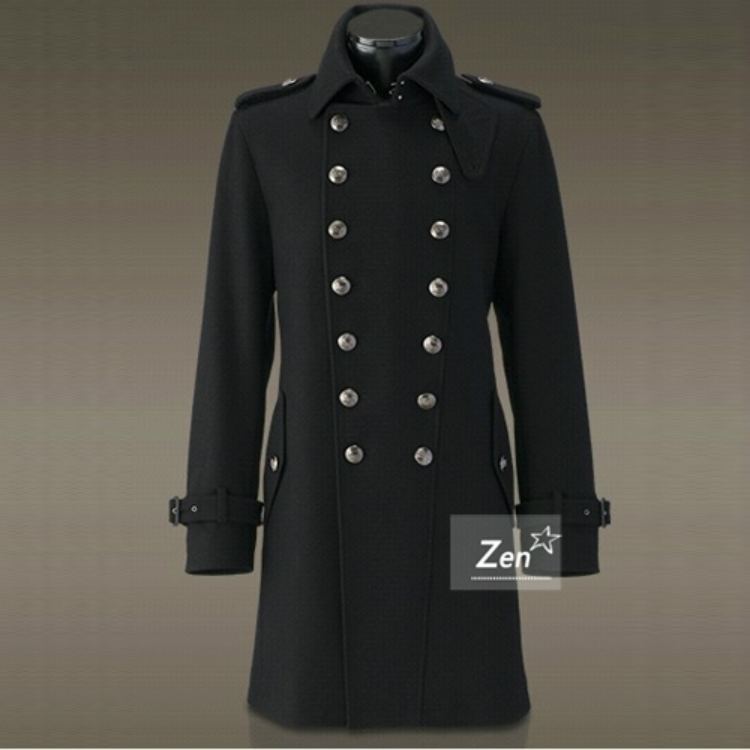 T107/德国二战将军大衣时尚男装长款外套毛呢金属鱼子纹扣