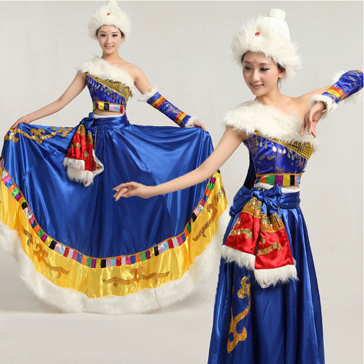 2016新款少数民族演出服装女藏族舞蹈服成人西藏长款大摆裙表演服