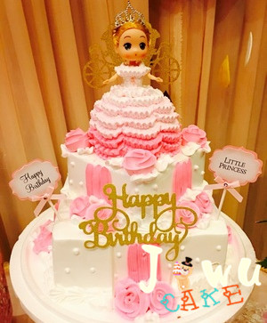 上海芭比娃娃公主蛋糕 宝宝满月百天周岁儿童蛋糕