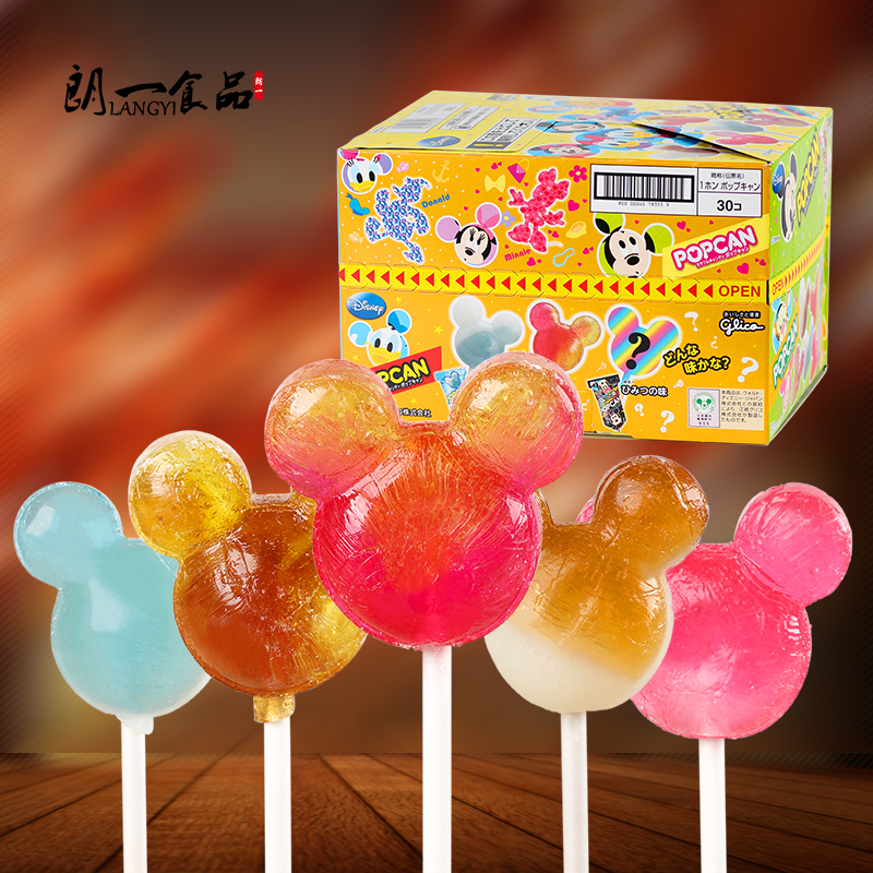 日本进口格力高 迪士尼米奇头卡通棒棒糖30支装 迪斯尼水果味糖果