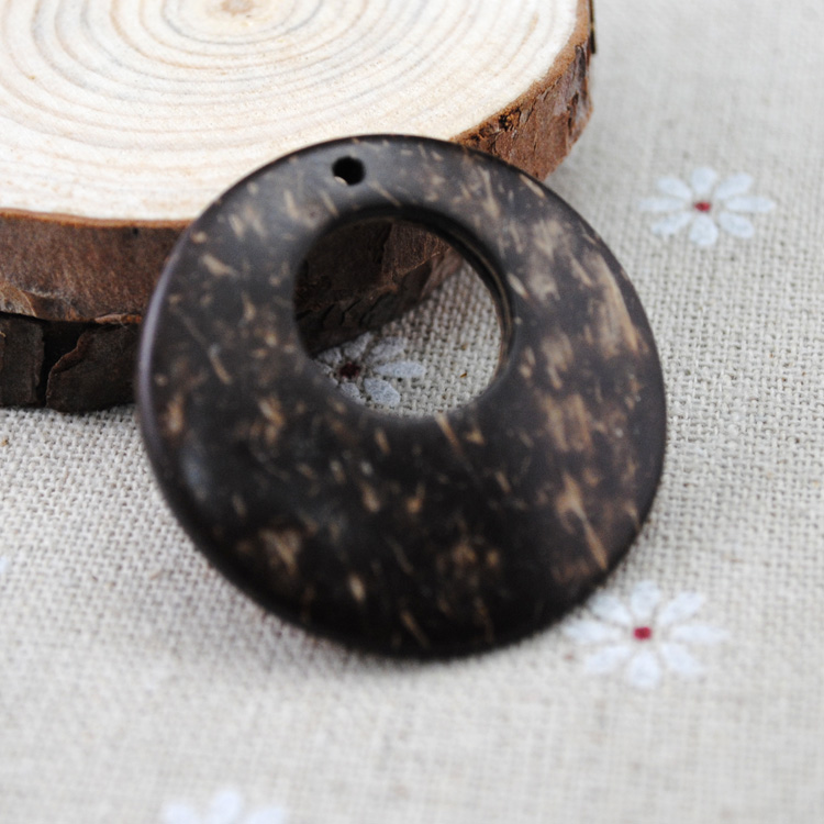 椰子壳天然木质复古褐色圆形手工DIY饰品配件服装饰品辅料