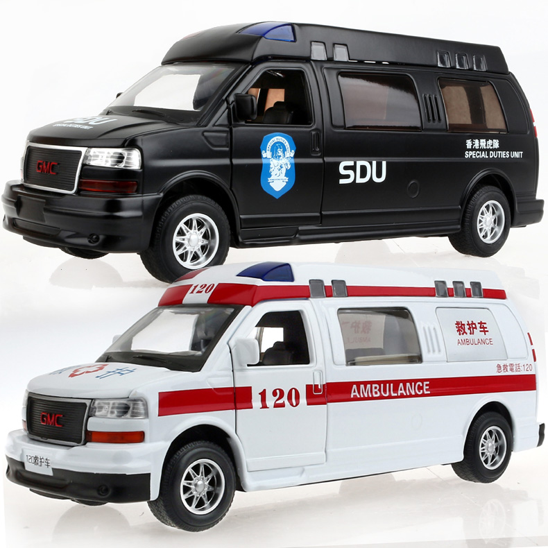 合金汽车模型玩具升辉GMC吉姆西商务之星救护车模型120急救特警车