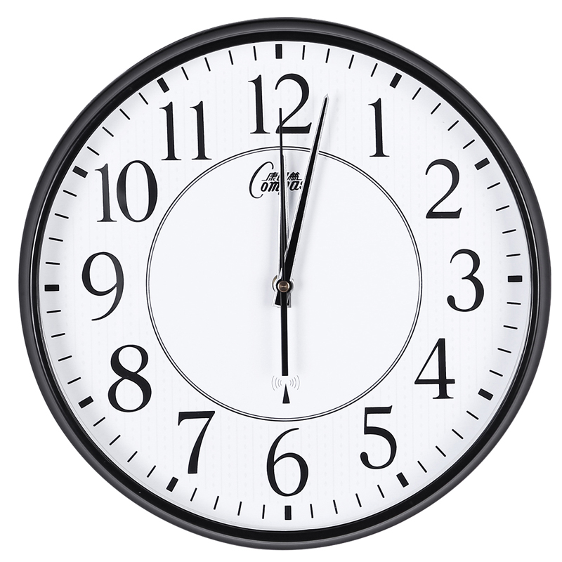 康巴丝16英寸电波钟表挂钟客厅静音时钟简约创意挂表现代石英钟表