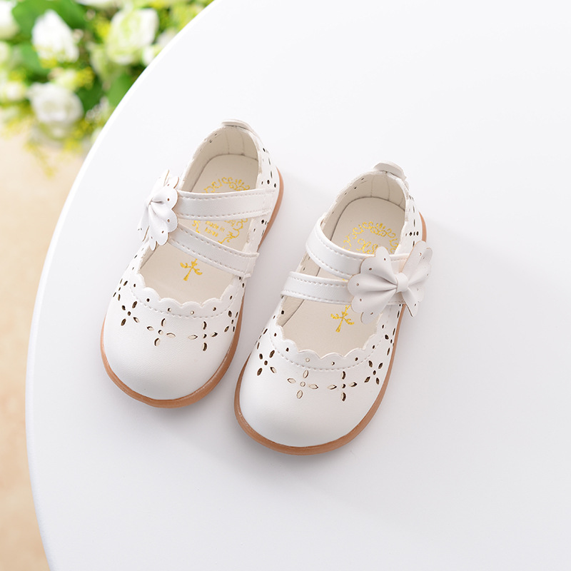 2017春款儿童软底皮鞋镂空透气女宝宝学步鞋1-2-3岁6小公主白色鞋