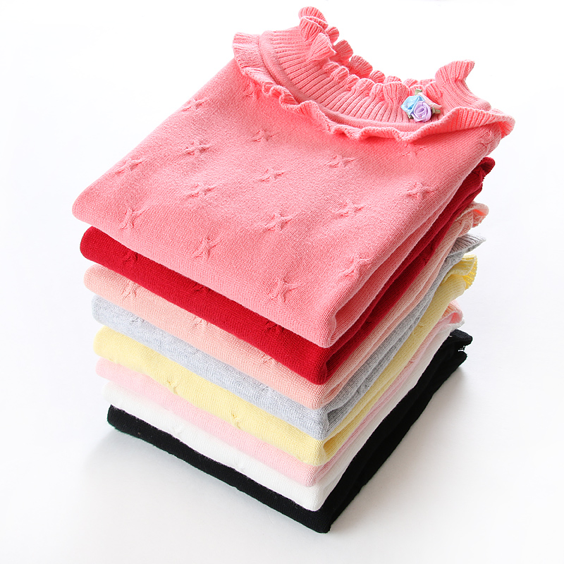 春装儿童纯棉毛衣0-1-2-3-5-6-8-12岁女童中领针织衫打底衫包邮