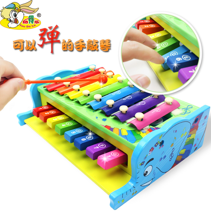 多功能二合一手敲琴木琴木制儿童益智早教音乐玩具多功能趣味敲琴