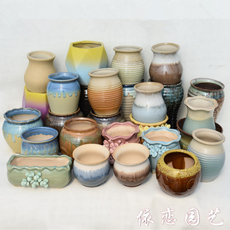 【依恋园艺】多肉老桩花盆 素雅高温陶瓷 创意简约多肉植物盆