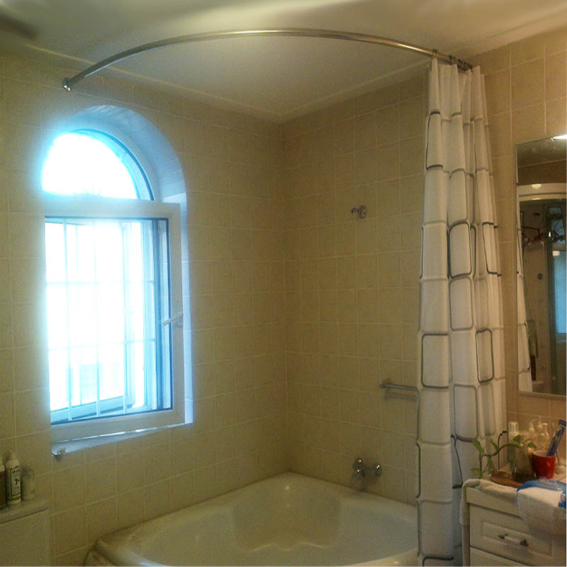 扇形浴帘杆 不锈钢弧形浴帘杆 浴室帘杆 三角形浴缸杆 可定做