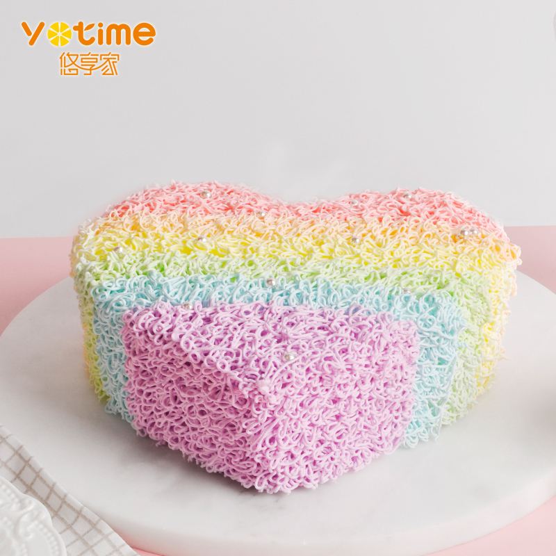 悠享家 心形彩虹蛋糕生日蛋糕送情人恋人儿童 温州杭州同城配送