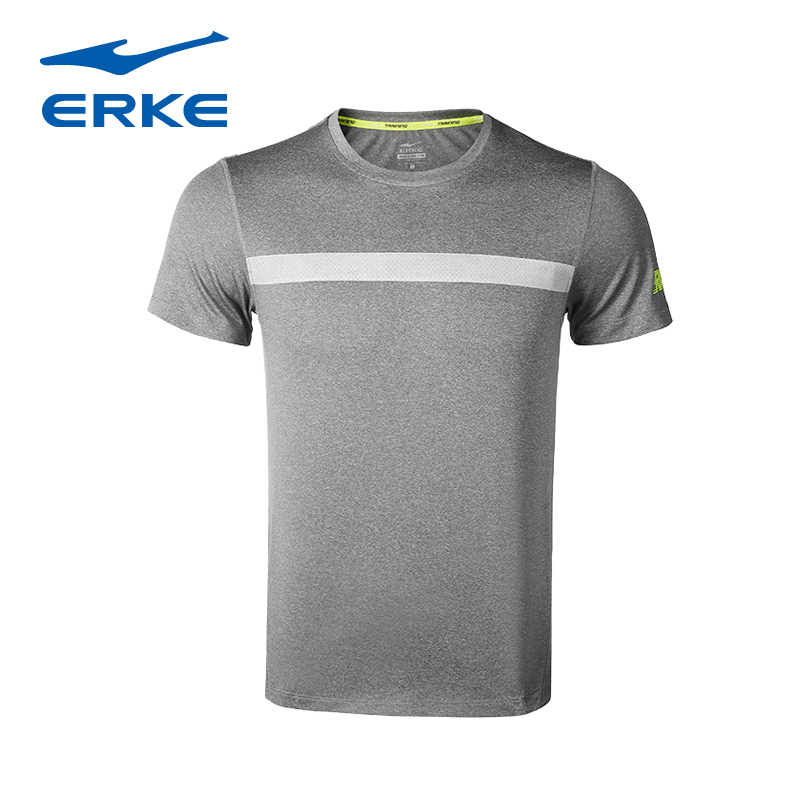 鸿星尔克正品2016夏季新款圆领短袖针织衫男士运动透气跑步T恤