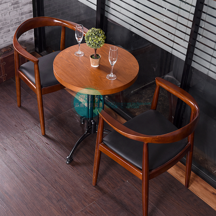 定制 实木肯尼迪椅 复古怀旧咖啡厅茶餐厅桌椅组合个性西餐厅桌椅
