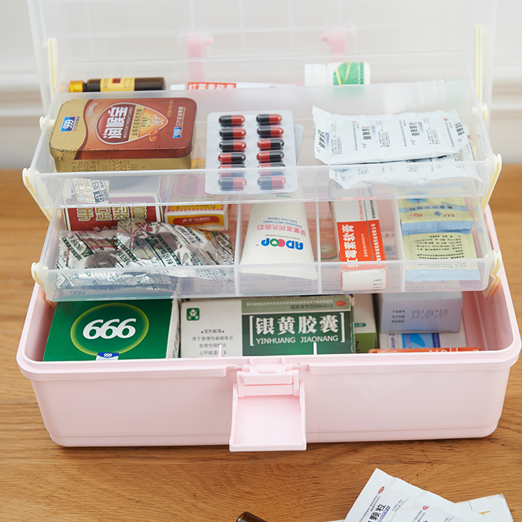 药箱家庭用多层特大号手提医疗保健箱药品收纳急救箱三层塑料药箱