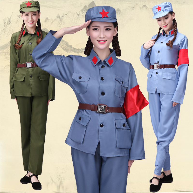 成人红军演出服合唱服军装表演服八路军抗战解放男女红卫兵服装