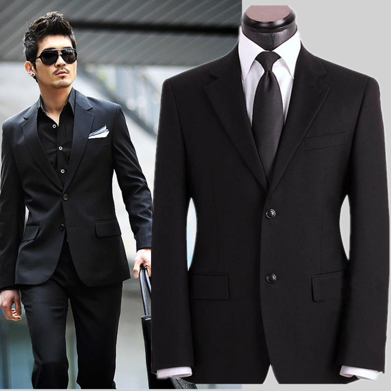 新款韩版大码西服套装 男士新郎礼服 三两扣修身时尚商务职业西装