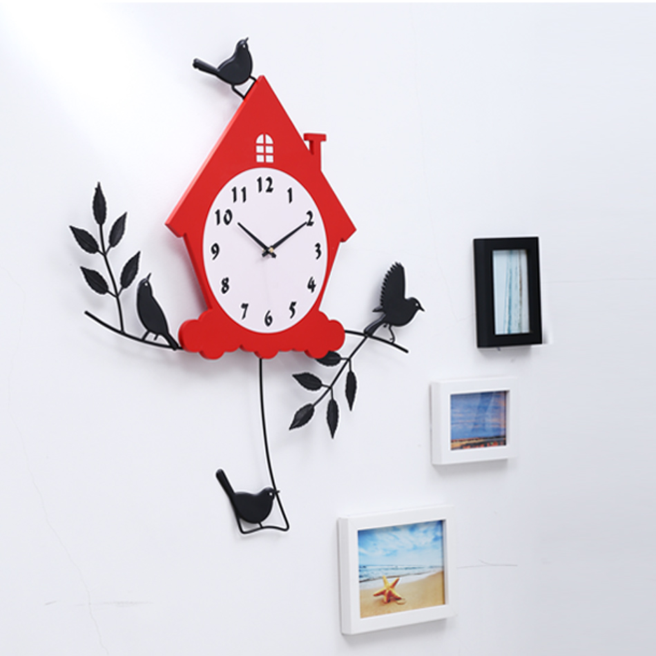 个性卡通钟表时钟挂钟现代客厅创意简约欧式田园卧室静音挂表壁钟