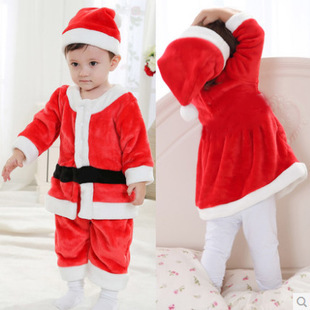 金丝绒宝宝衣服 0-3岁幼儿表演服饰圣诞服装